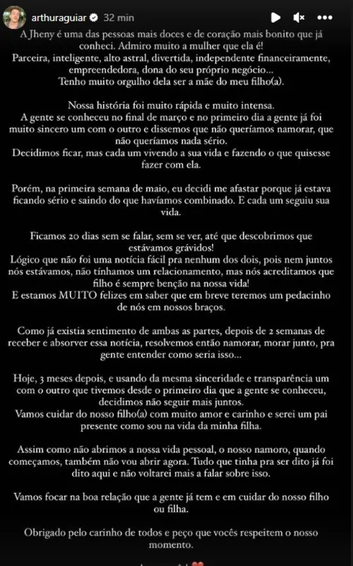 Ator fez um comunicado nas redes sociais