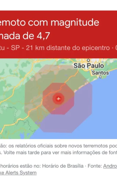 Alerta do Google para os moradores das regiões afetadas