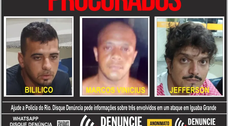 Wendel Henrique Bragança Batista, Marcos Vinicius Azevedo Simão e Jefferson Fernandes Pereira Lima estão foragidos
