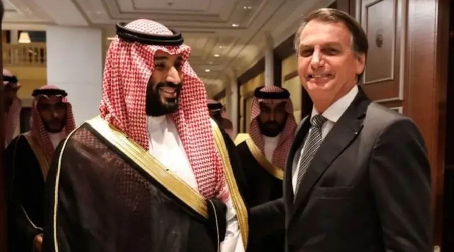 Bolsonaro e o príncipe herdeiro da Arábia Saudita, Mohammad bin Salman