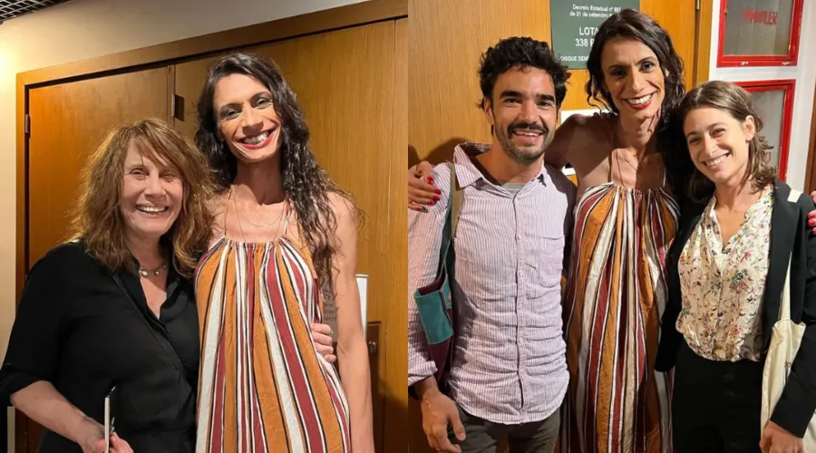 Renata Sorrah, Caio Blat e Luisa Arraes ao lado de Renata Carvalho, atriz trans