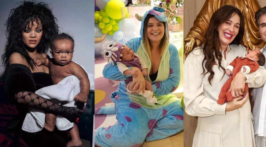 Rihanna, Viih Tube e Cláudia Raia com seus bebês