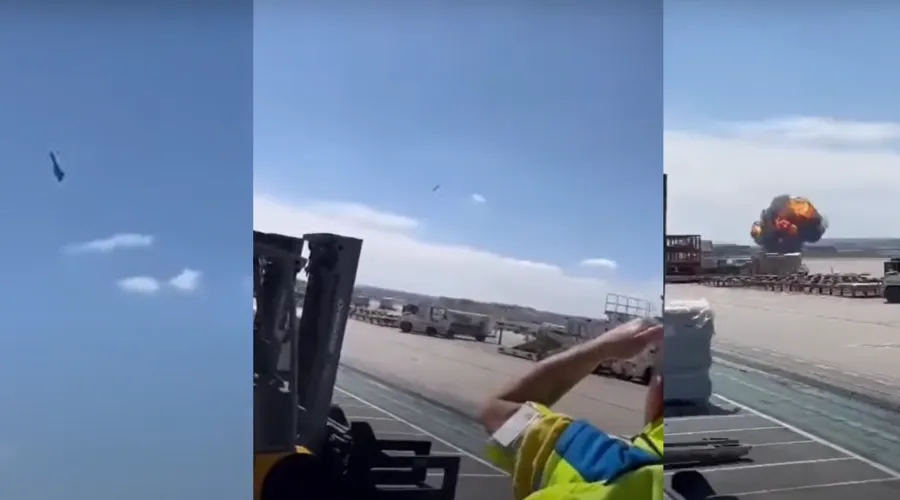 Avião caça F-18 caiu na Base Militar de Zaragoza
