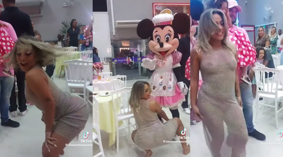 Brenna Azevedo dançou funk com uma roupa quase transparente no aniversário da filha de três anos