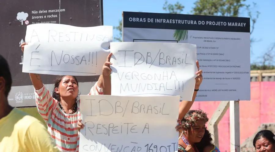 Protesto dos indígenas em Maricá ocorrido no mês de abril