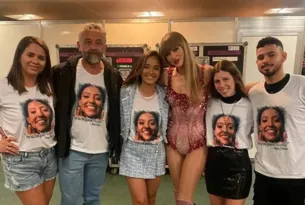 Imagem ilustrativa da imagem Taylor Swift se encontra com família de fã que morreu em show