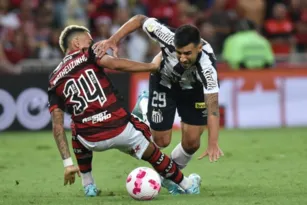 Imagem ilustrativa da imagem Áudio do VAR ignora pênalti no Flamengo x Santos: "Tropeçou"