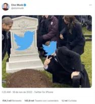 Imagem ilustrativa da imagem Elon Musk posta foto de 'enterro' do Twitter e web reage