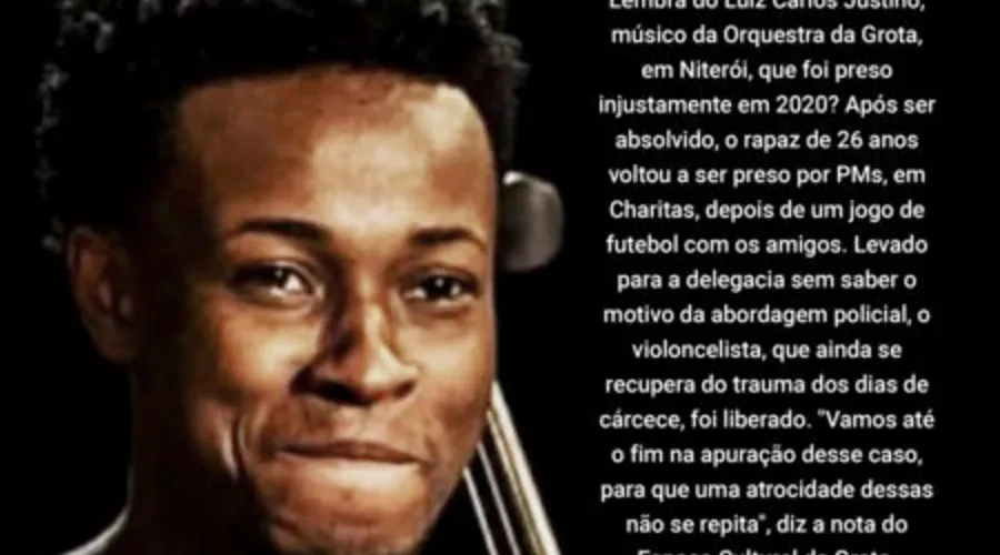 Imagem ilustrativa da imagem Após absolvição, músico de Niterói volta a ser preso em dura da PM