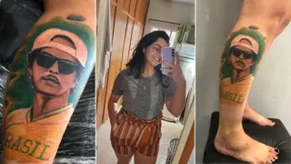 Imagem ilustrativa da imagem Fã tatua rosto de Bruno Mars na perna e é notada pelo cantor