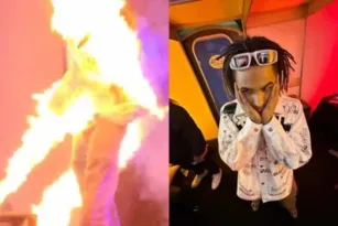 Imagem ilustrativa da imagem Fogo atinge rapper Matuê durante show em MG