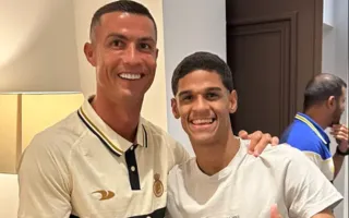 Imagem ilustrativa da imagem Luva de Pedreiro conhece o ídolo Cristiano Ronaldo; vídeo