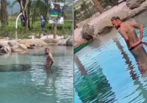 Imagem ilustrativa da imagem Neymar mergulha em lago após interdição de casa em Mangaratiba