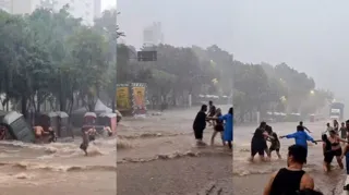 Imagem ilustrativa da imagem Foliões são arrastados por correnteza formada pela chuva em SP