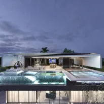 Imagem ilustrativa da imagem Nova mansão de Léo Santana tem piscina no teto da sala; veja fotos