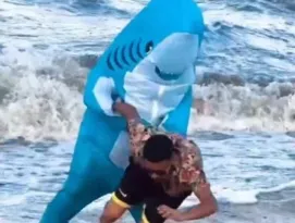 Imagem ilustrativa da imagem Estudantes lançam paródia contra ataques de tubarões em Recife