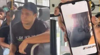 Imagem ilustrativa da imagem Homem é preso após tirar foto da nádega de uma mulher em ônibus