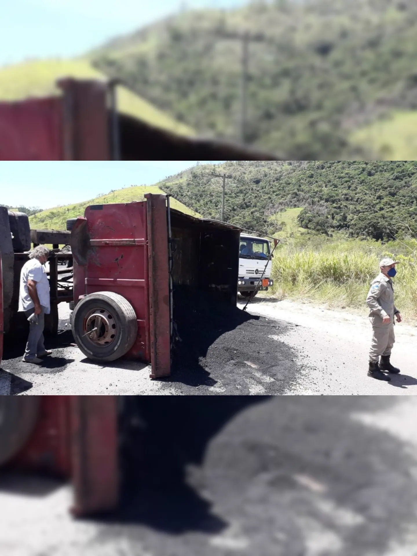 Imagem ilustrativa da imagem Motorista fica ferido após carreta tombar em rodovia de Maricá