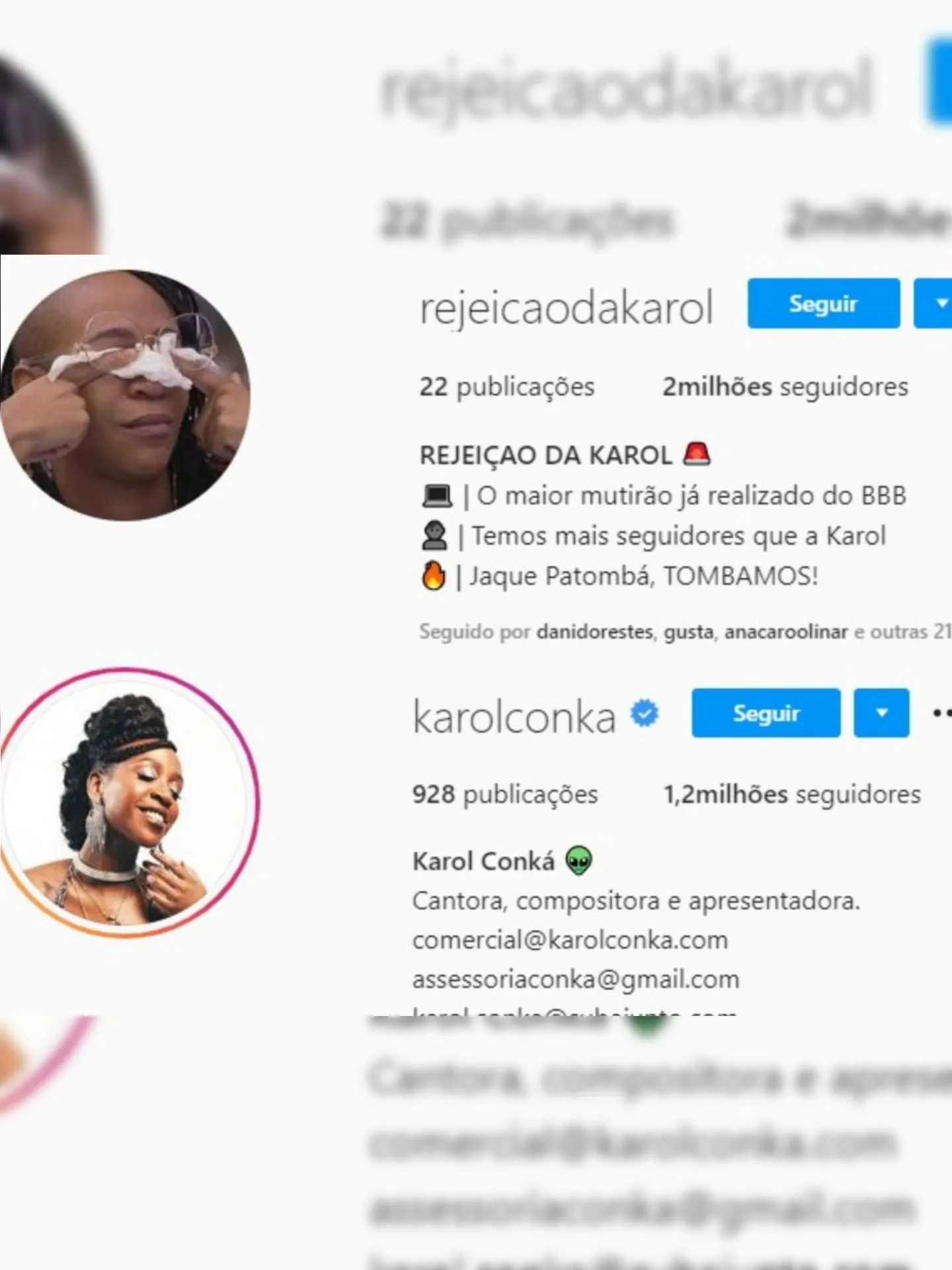 Imagem ilustrativa da imagem Perfil contra Karol Conká tem 2 milhões de seguidores no Instagram