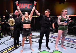 Imagem ilustrativa da imagem Amanda Nunes dá show e mantém cinturão no UFC 259