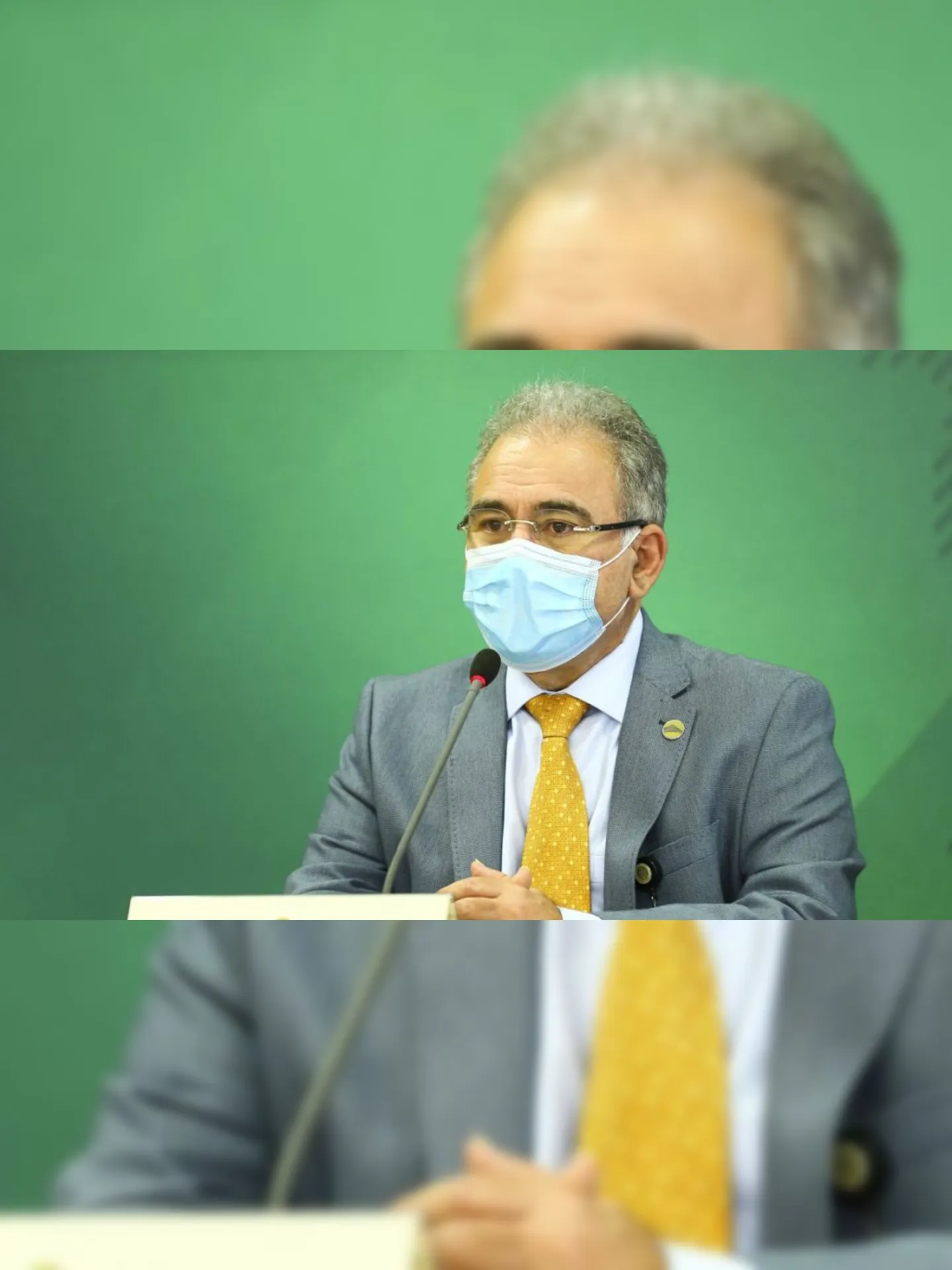 O ministro da Saúde, Marcelo Queiroga, durante declaração após reunião do Comitê de Coordenação Nacional para Enfrentamento da Pandemia da Covid-19, no Palácio do Planalto.