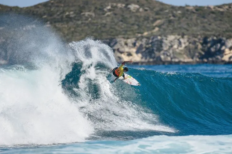 ROTTNEST ISLAND, AUS - MAY 25: Two-time WSL Champion Gabriel Medina of Brazil surfing in Semifinal 2 of the Rip Curl Rottnest Search presented by Corona on MAY 25, 2021 in Rottnest Island, WA, Australia.                                                                                                                                                                                                                                                (Photo by Matt Dunbar/World Surf League via Getty Images)