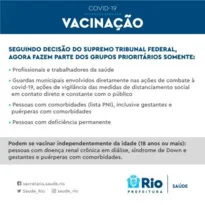 Imagem ilustrativa da imagem Suspensa vacinação contra a Covid-19 para categorias profissionais no Rio