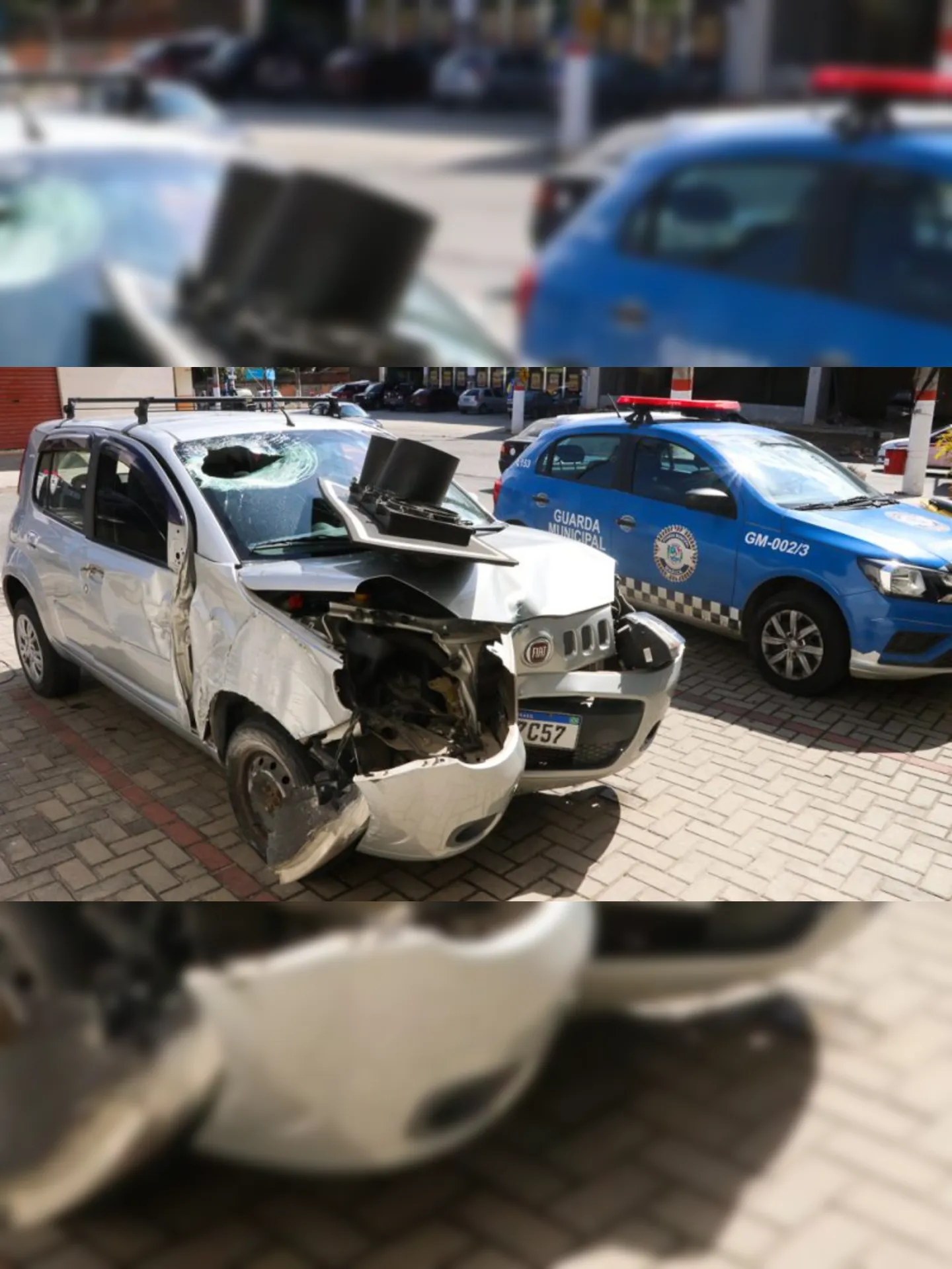 Carro após o acidente. Foto: Marcelo Tavares