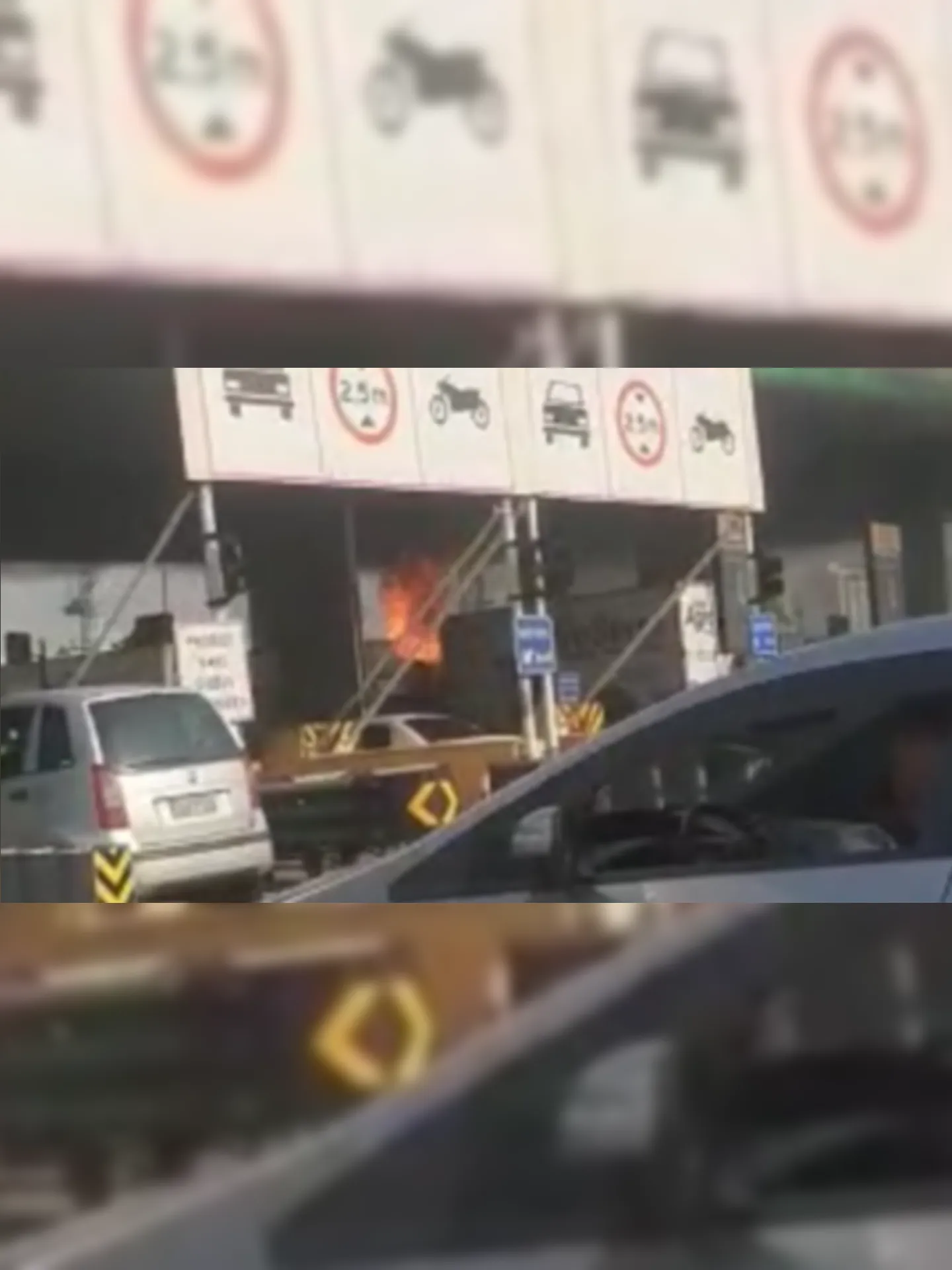 Imagem ilustrativa da imagem Caminhão pega fogo no pedágio da Ponte Rio-Niterói