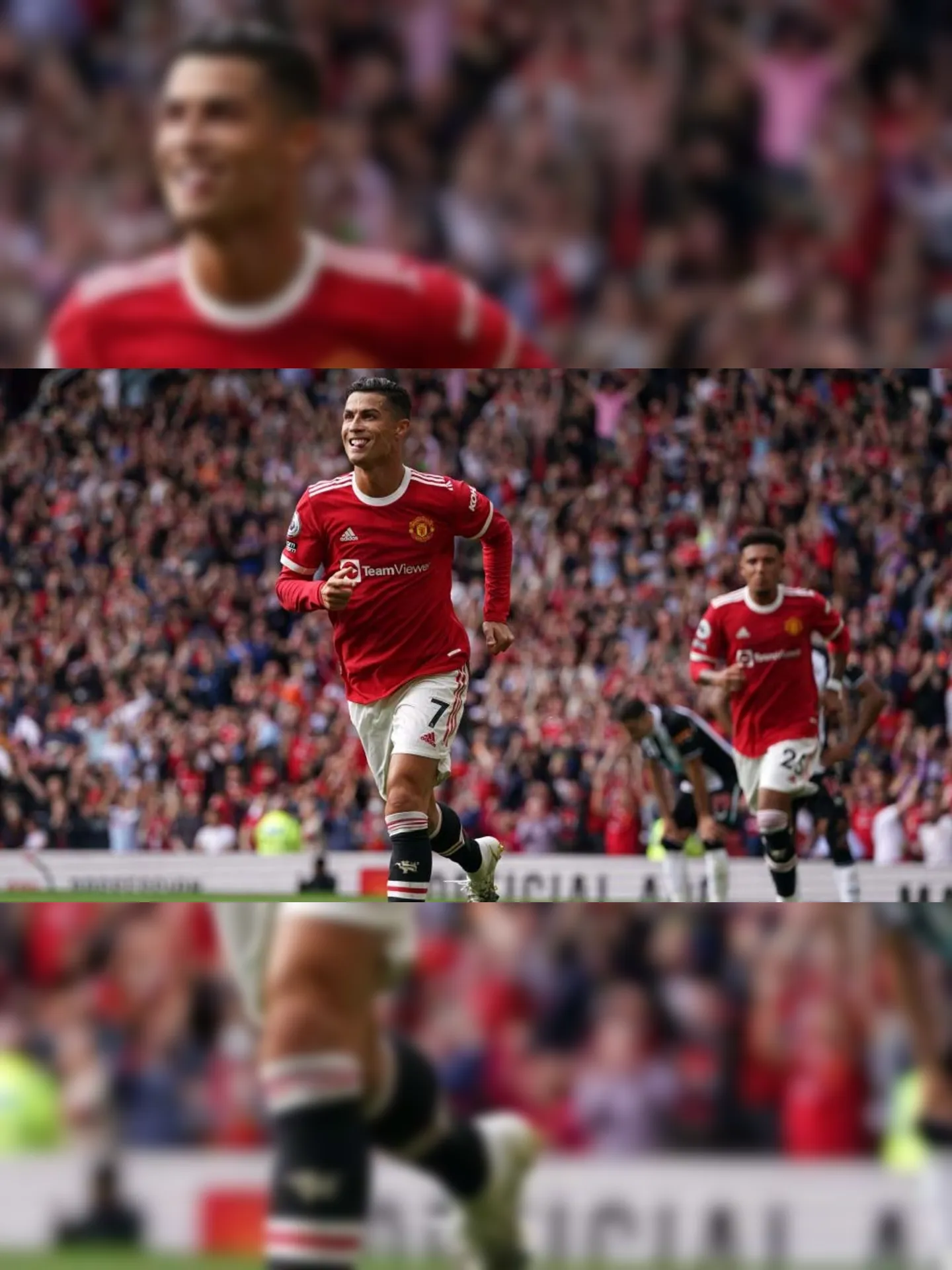 Imagem ilustrativa da imagem Cristiano Ronaldo brilha e marca dois gols em reestreia pelo Manchester United