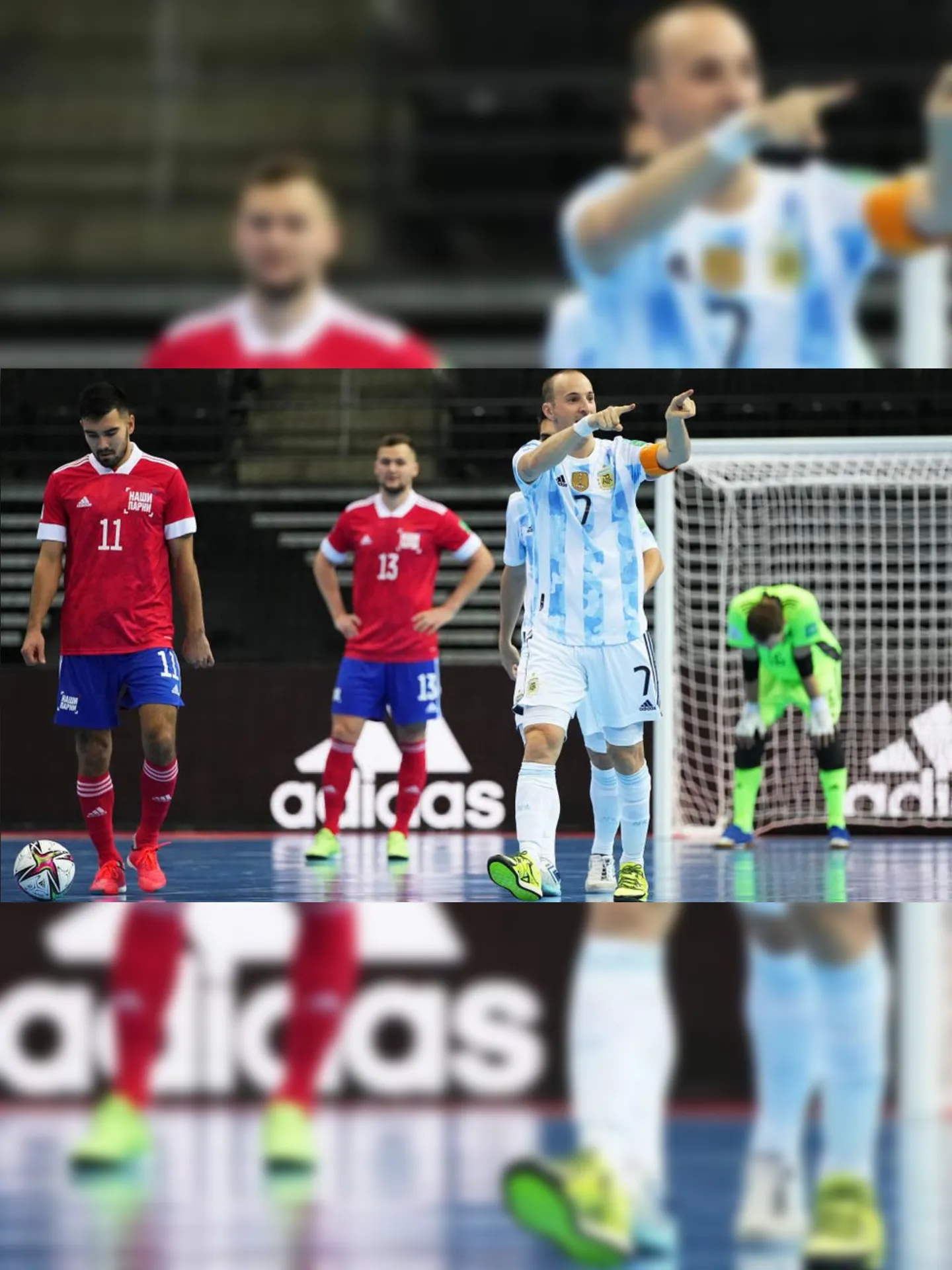 Imagem ilustrativa da imagem Nos pênaltis, Argentina supera Rússia e pega o Brasil na semi da Copa de Futsal