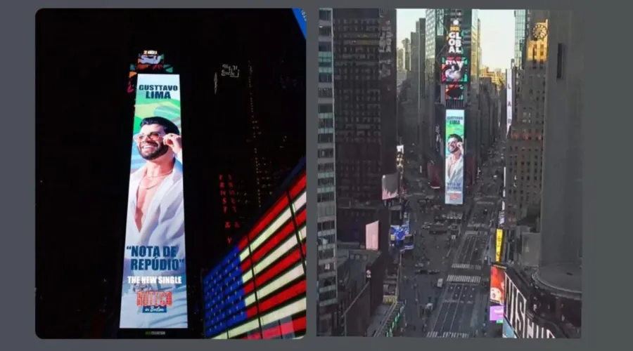 Imagem ilustrativa da imagem Gusttavo Lima vai para o outdoor do Spotify na Times Square, em Nova York