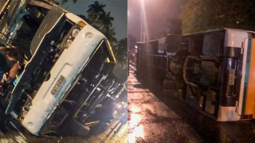 Imagem ilustrativa da imagem Ônibus de escola de samba tomba e deixa feridos no Rio