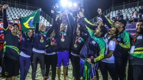 Imagem ilustrativa da imagem Brasil é tetracampeão da Copa do Mundo de beach tennis ao bater a Itália