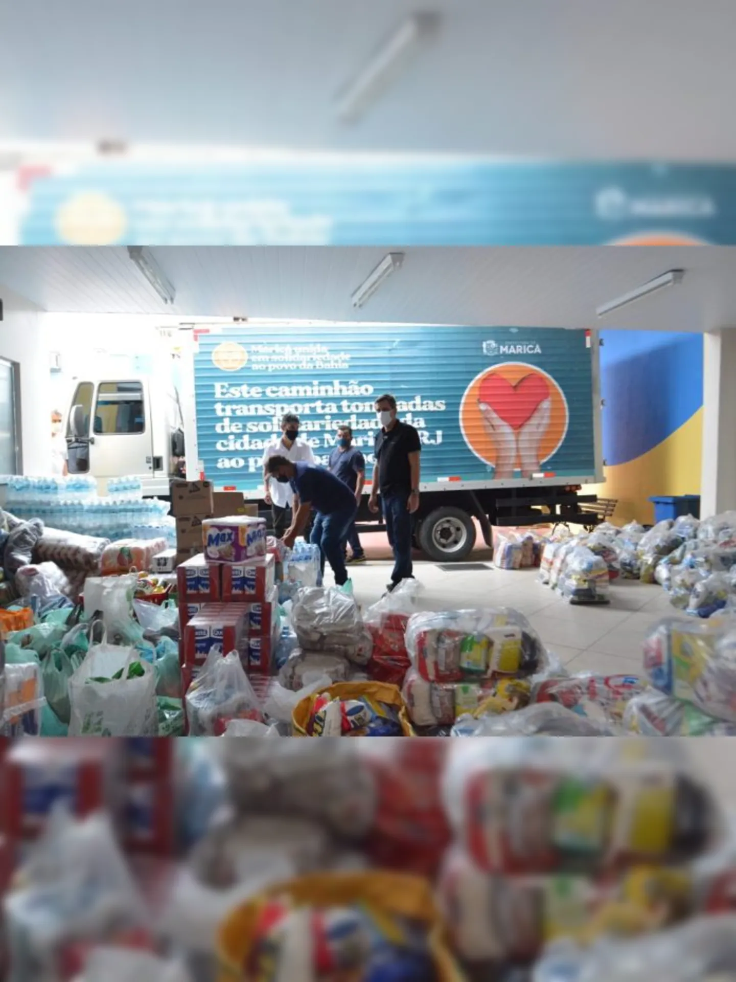 Imagem ilustrativa da imagem Maricá envia primeiro caminhão para Bahia com mais de 4 toneladas em doações