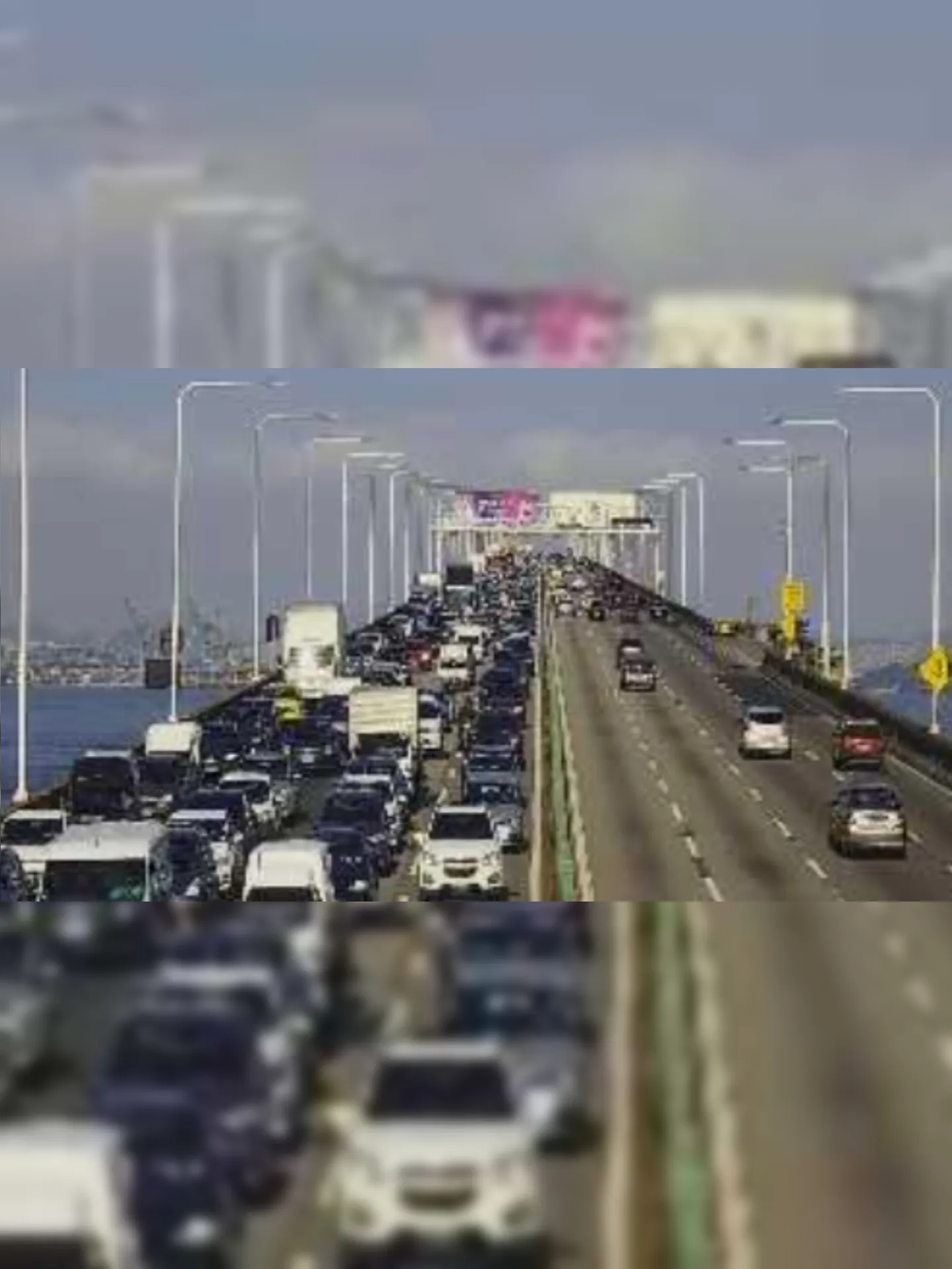 Imagem ilustrativa da imagem Engavetamento complica trânsito na Ponte Rio-Niterói